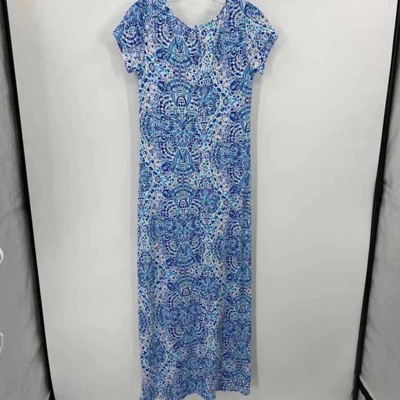 Lilly‎ Pulitzer Size S Wynne Maxi Dress in Call My Shell Phone Blue Teal White - Picture 7 of 11